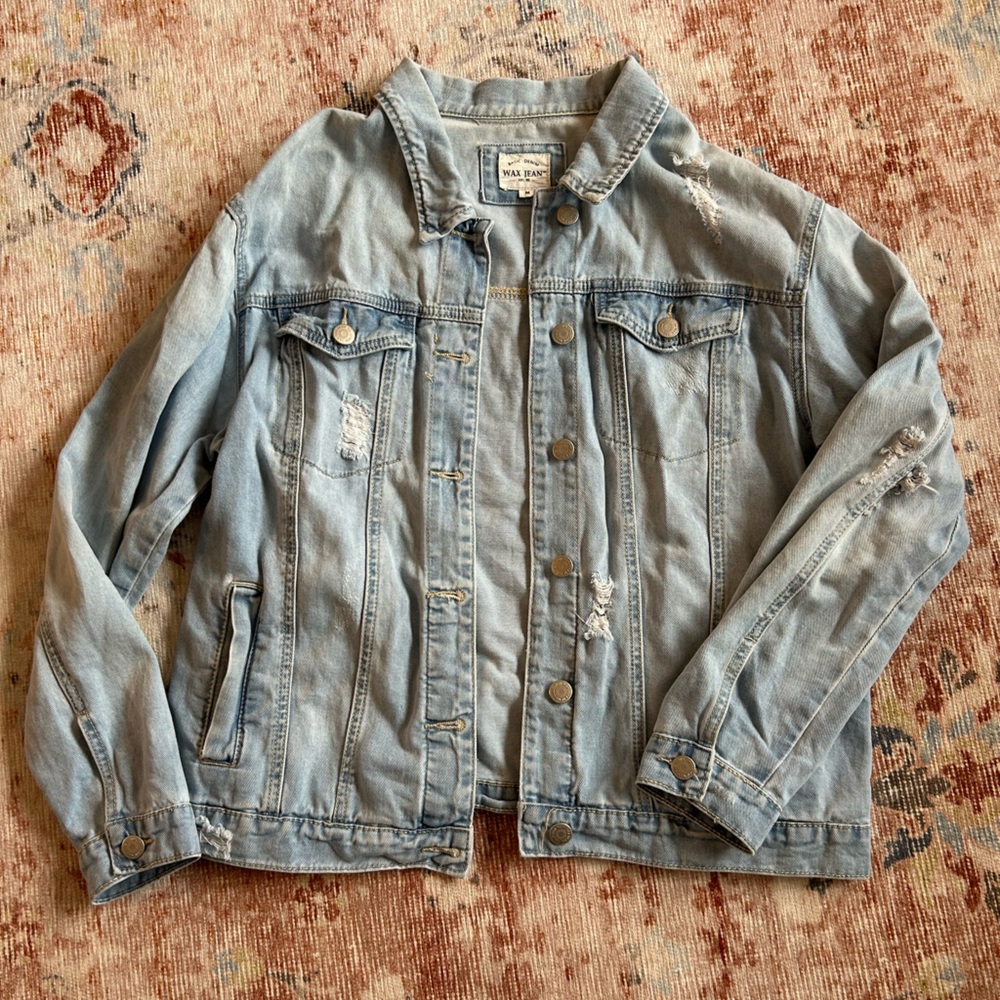Women’s Light Blue Distressed Denim Jacket